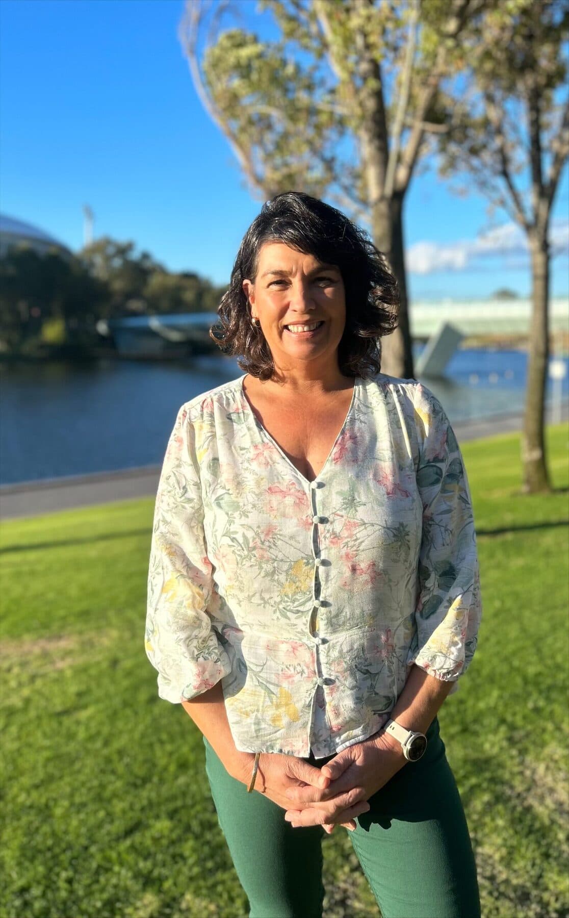 Sarah Davidson by a Tasmanian riverside
